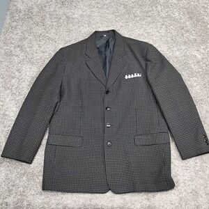 Pronti Collection by Phita Mens Grid Pattern 4-Button Blazer‎ Black Tan Size XL